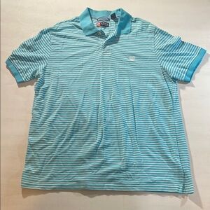 Chaps Est 1978 Men’s Polo Shirt XXL Turquoise White Striped Short Sleeve 100%CTN